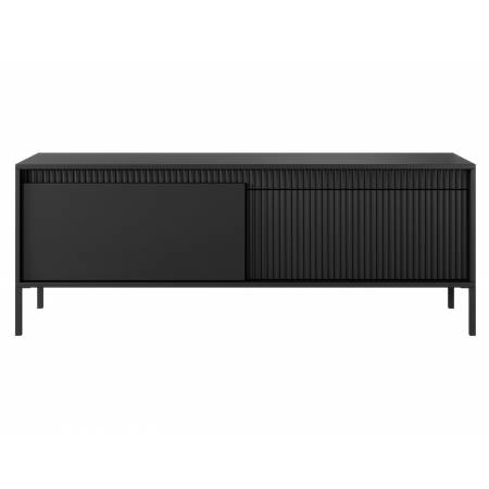 Stolik RTV ryflowane fronty 150 cm 2-drzwiowa SONEO czarna